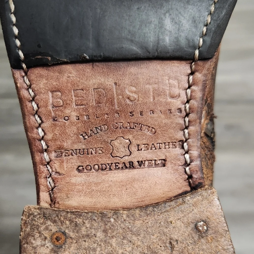 BED STU Leather Tan/Black‎ Distressed Tall Boots